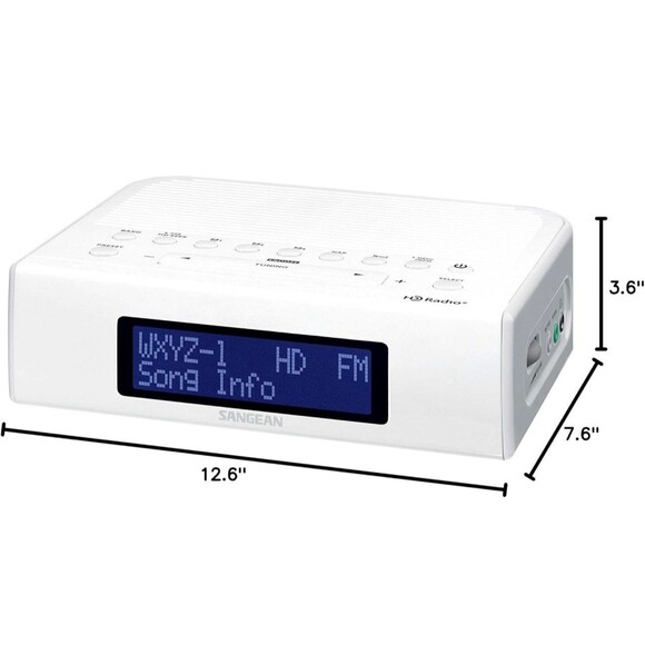 Sangean HDR-15 AM/FM Digital Tuning Clock Radio with USB Phone Charging White - Picture 9 of 9